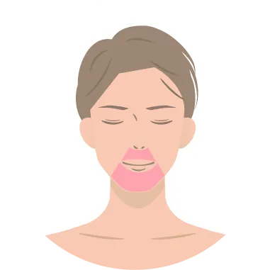 鼻下・あご・あご下を示すイラスト